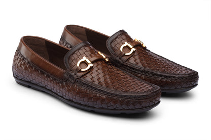 VIENNA - CHESTNUT BROWN HANDWOVEN LEATHER SHOES