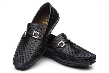 VIENNA - BLACK HANDWOVEN LEATHER SHOES