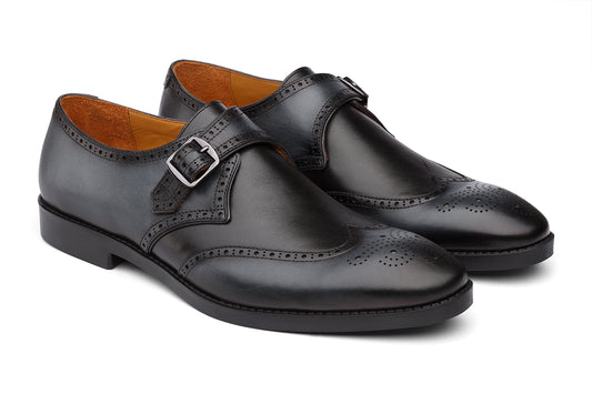 NAIROBI - BLACK GREY LEATHER SHOES