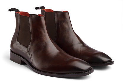 BUSAN - BROWN PATINA LEATHER CHELSEA BOOT