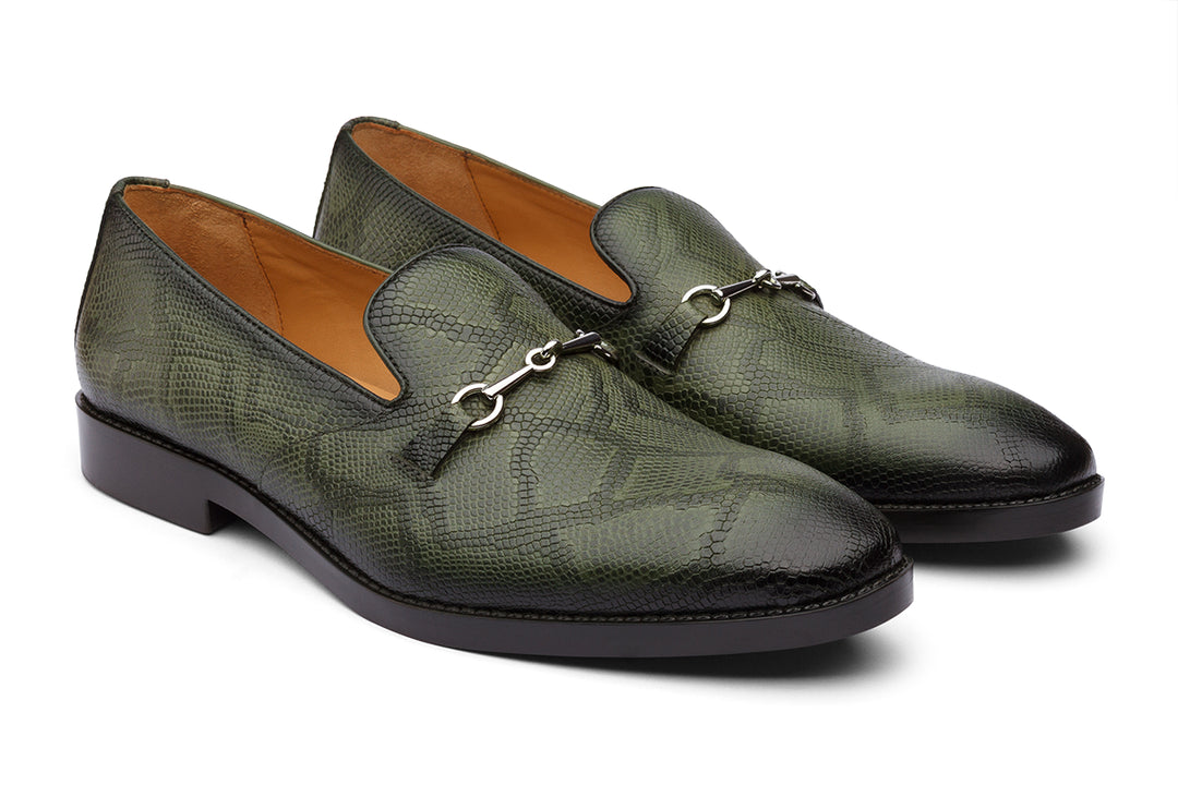 COBRA - OLIVE GREEN LEATHER SHOES DABLR INDIA COBRA - OLIVE GREEN LEATHER SHOES DABLR INDIA