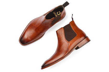 BUSAN - WOODBERRY TAN PATINA LEATHER CHELSEA BOOT