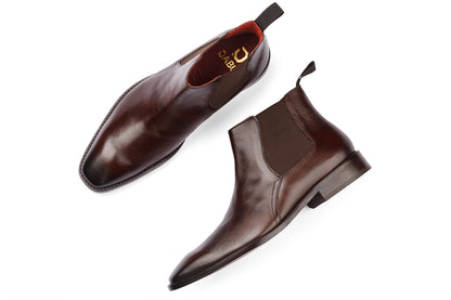 BUSAN - BROWN PATINA LEATHER CHELSEA BOOT
