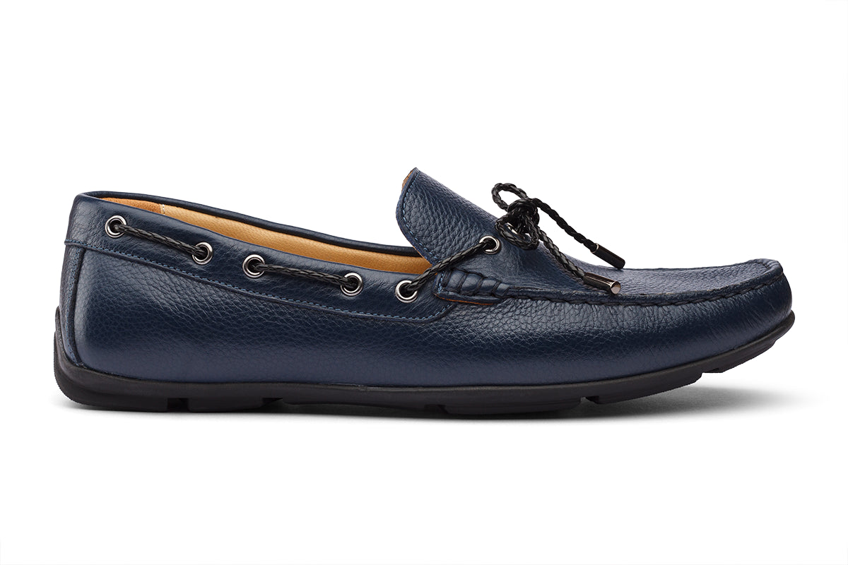 ALFREDO - NAVY BLUE LEATHER SHOES