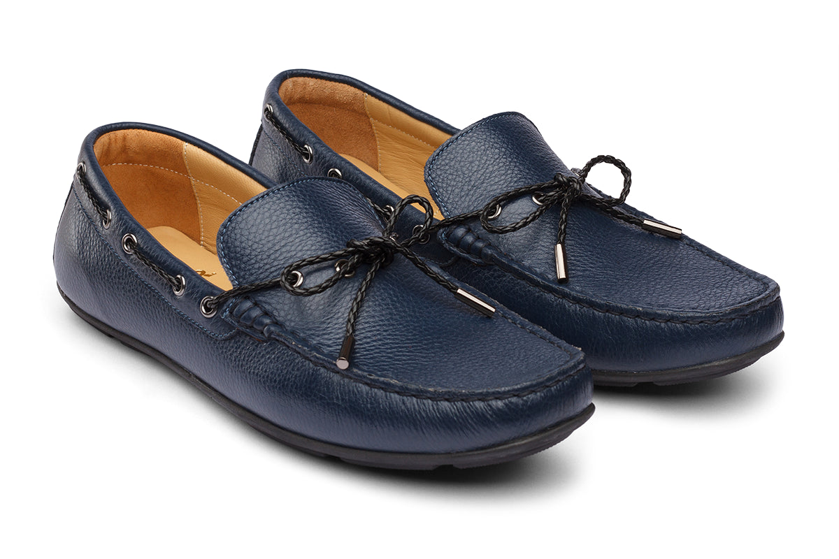 ALFREDO - NAVY BLUE LEATHER SHOES