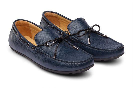 ALFREDO - NAVY BLUE LEATHER SHOES