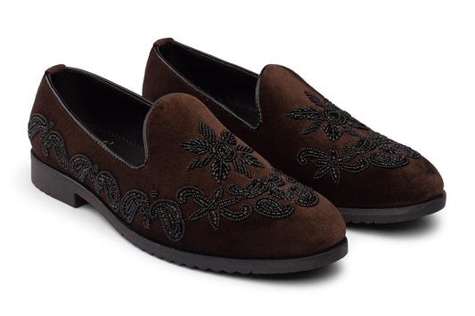 RISING FLOWER - BROWN VELVET MOJRI