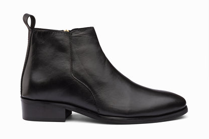 BRADFORD - BLACK LEATHER CUBAN HEEL BOOT