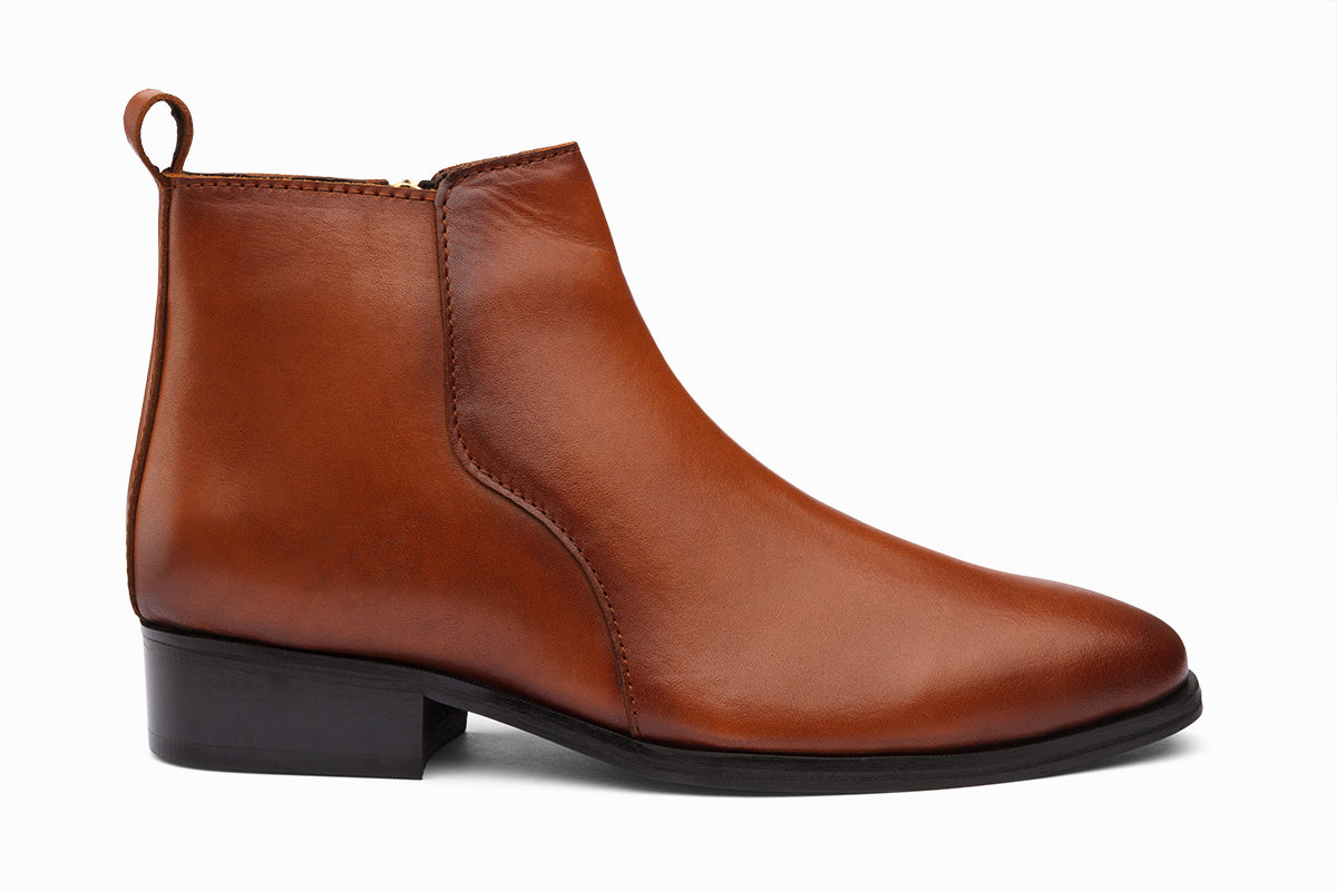 BRADFORD - TAN LEATHER CUBAN HEEL BOOT