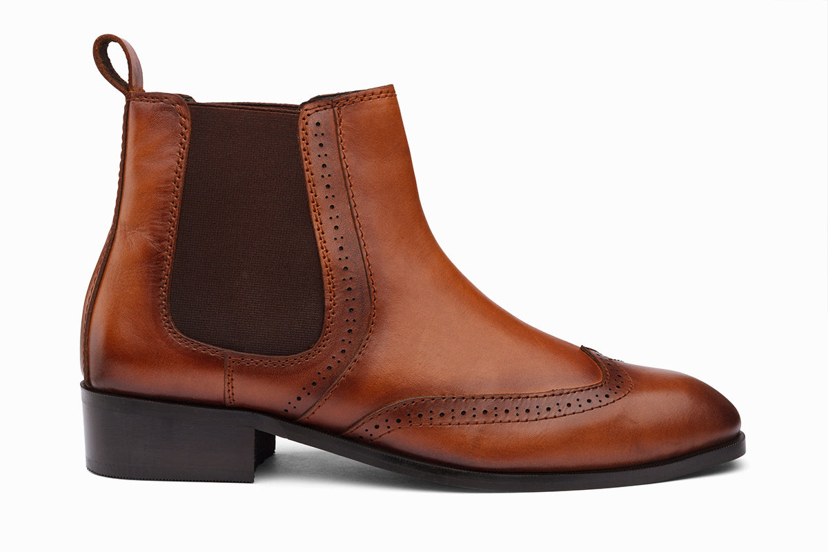 LYON - TAN LEATHER CUBAN HEEL BOOT