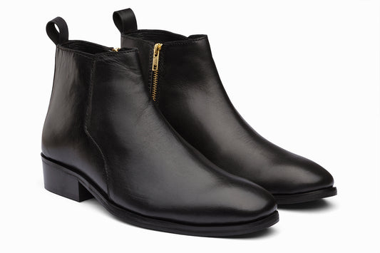 BRADFORD - BLACK LEATHER CUBAN HEEL BOOT