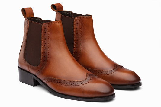 LYON - TAN LEATHER CUBAN HEEL BOOT