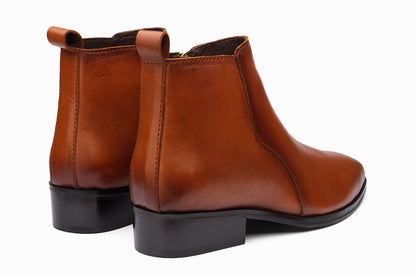 BRADFORD - TAN LEATHER CUBAN HEEL BOOT
