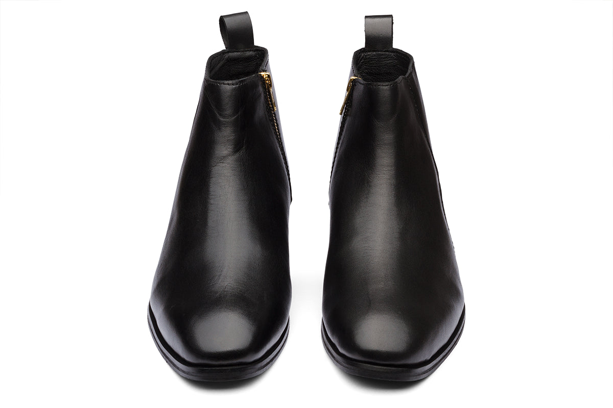 BRADFORD - BLACK LEATHER CUBAN HEEL BOOT