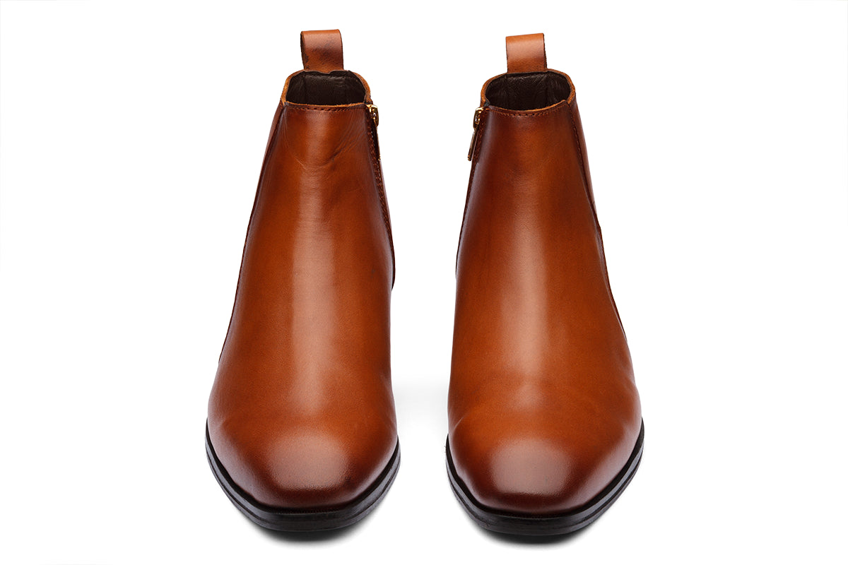 BRADFORD - TAN LEATHER CUBAN HEEL BOOT