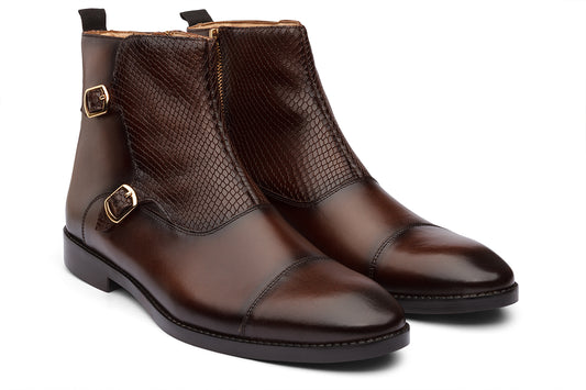 EDINBURG - CHESTNUT BROWN MONKSTRAP LEATHER BOOT