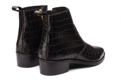 KAZAN - BLACK CROCO CUBAN HEEL BOOT