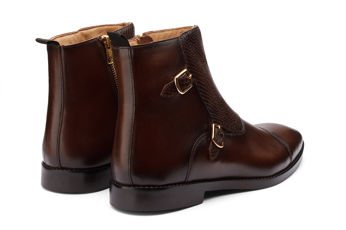 EDINBURG - CHESTNUT BROWN MONKSTRAP LEATHER BOOT