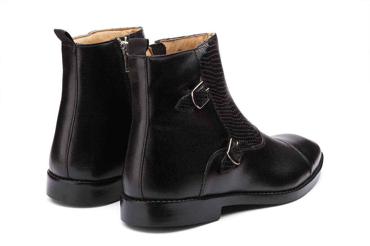 EDINBURG - BLACK MONKSTRAP LEATHER BOOT