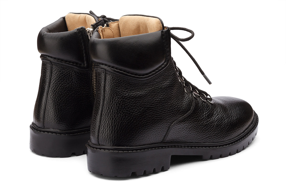 MARSAEILLE - BLACK MILLED LEATHER CHUNKY BOOT