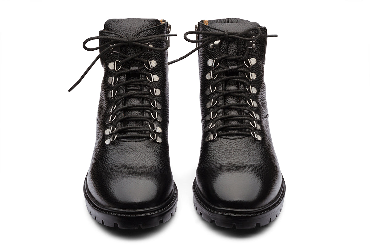 MARSAEILLE - BLACK MILLED LEATHER CHUNKY BOOT
