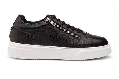 SEATTLE - BLACK MILLED LEATHER SNEAKERS