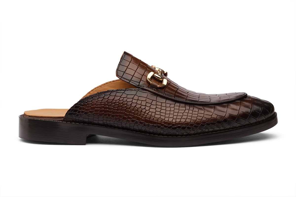 VIGO - CHESTNUT BROWN LEATHER MULES