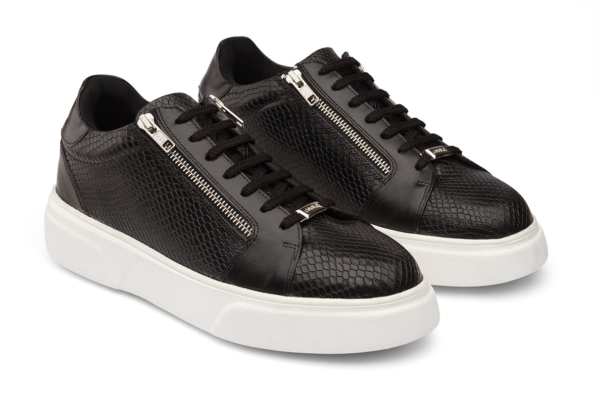SEATTLE - BLACK LEATHER SNEAKERS
