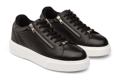 SEATTLE - BLACK MILLED LEATHER SNEAKERS