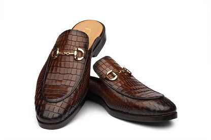 VIGO - CHESTNUT BROWN LEATHER MULES