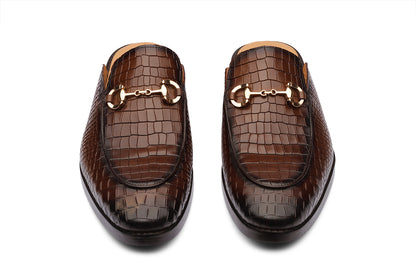 VIGO - CHESTNUT BROWN LEATHER MULES