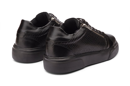 SEATTLE - ALL BLACK LEATHER SNEAKERS