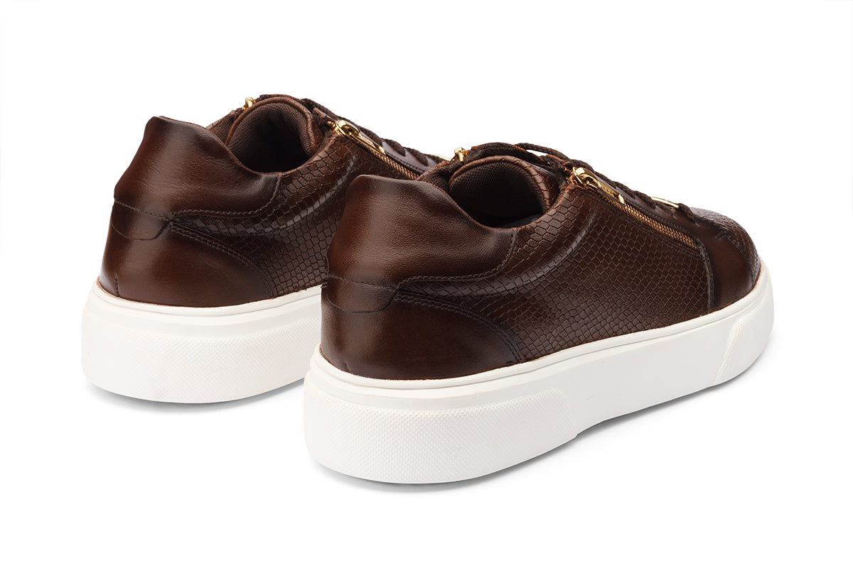 SEATTLE - CHESTNUT BROWN LEATHER SNEAKERS
