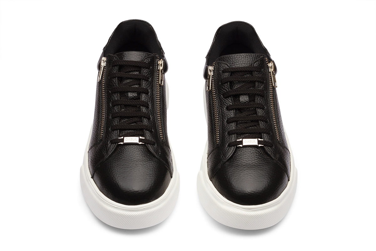 SEATTLE - BLACK MILLED LEATHER SNEAKERS